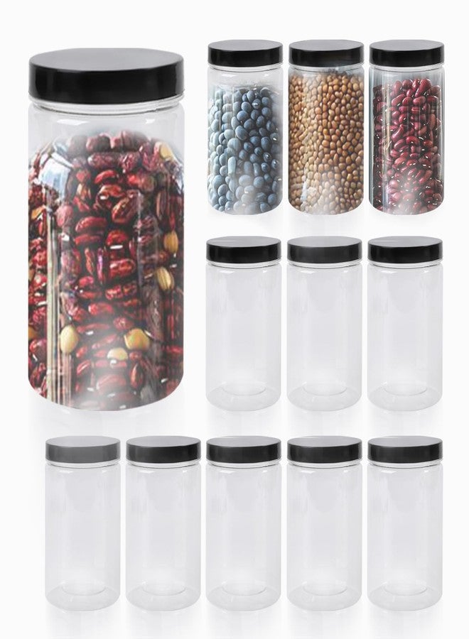 BUWUSMU 12 pcs 22 oz Plastic Jars with Lids, Wide Mouth Large Storage Containers, Clear Mason Jars Bulk for Home Food Candy Organizing Kitchen - Image 1